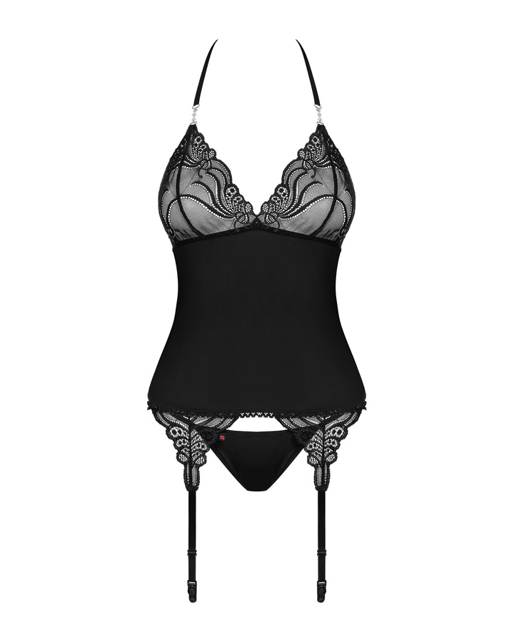 Czarny gorset i stringi