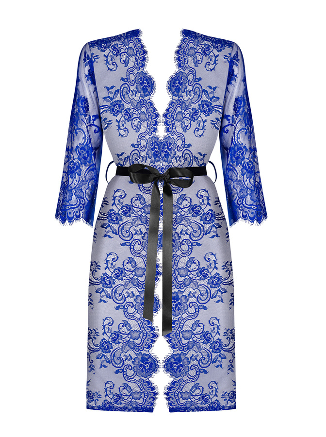 Peignoir blu in pizzo