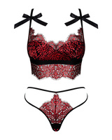 Czerwony, koronkowy komplet