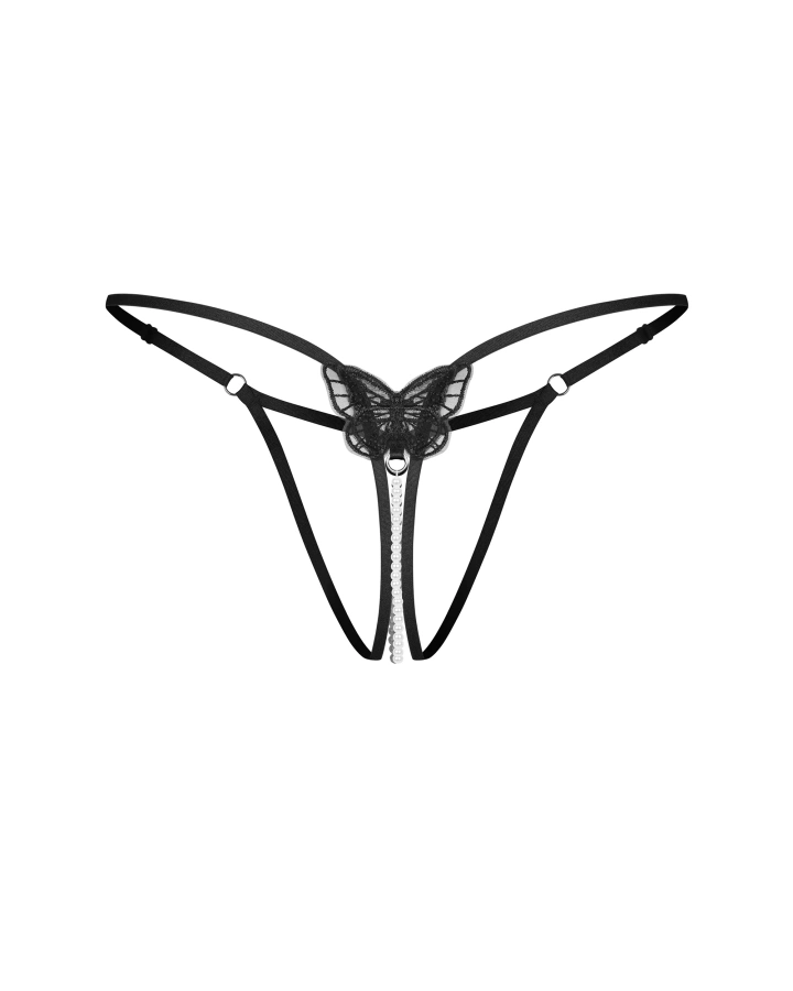 Otwarte stringi z białymi koralikami