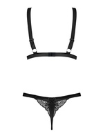 Czarny biustonosz i stringi