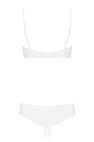 Koronkowy komplet bielizny: półbiustonosz i otwarte stringi