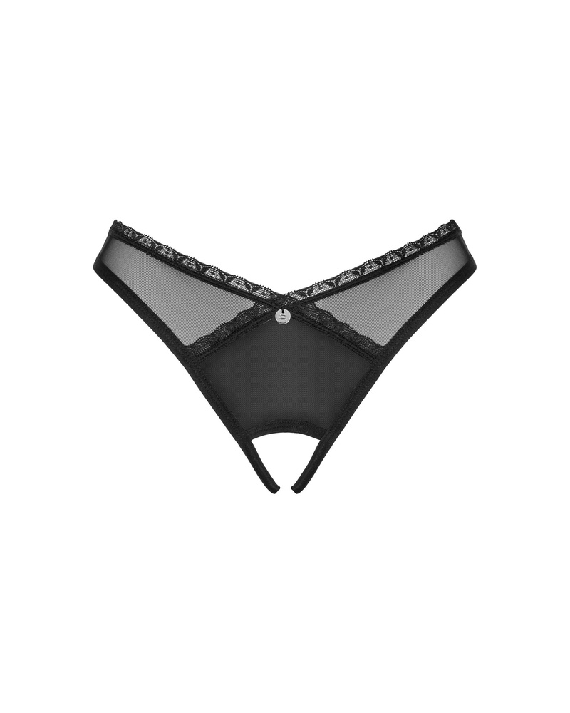 Czarne stringi z otwartym krokiem