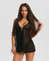 Czarna babydoll z ozdobnym sercem