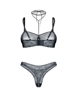 Biustonosz z wiązaniem na szyi i stringi