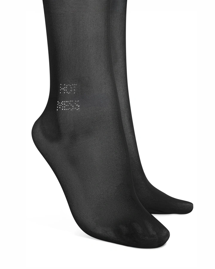 Rajstopy z otwartym krokiem i napisem "HOT MESS"