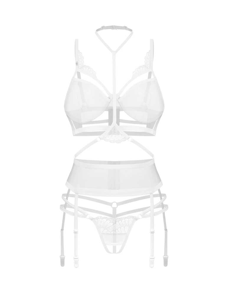 Biały komplet z haftowanymi zdobieniami