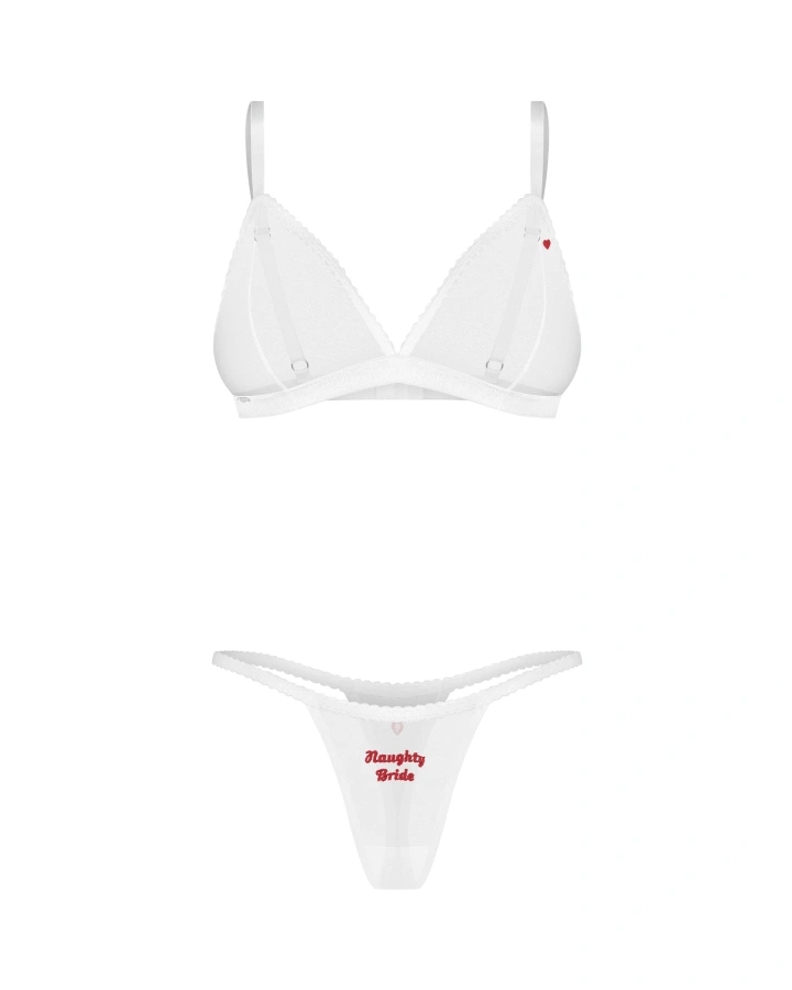 Komplet: biustonosz, stringi i otwarte stringi