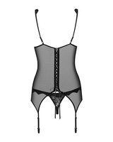Uwodzicielski, czarny gorset i stringi