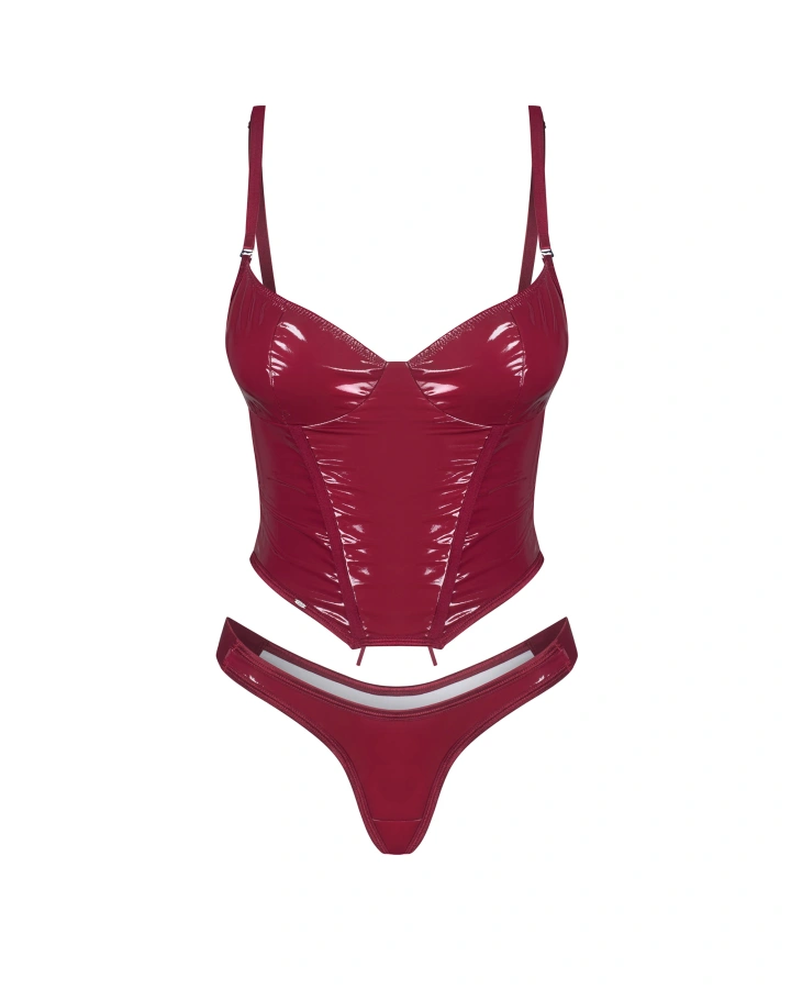 Gorset z sznurowaniem na plecach i stringi