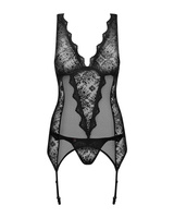 Uwodzicielski, czarny gorset i stringi