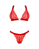 Czerwony, koronkowy komplet