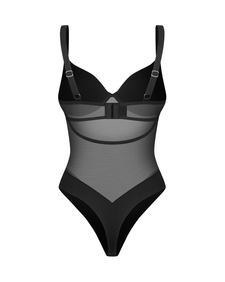 Czarne, klasyczne body z fiszbinami