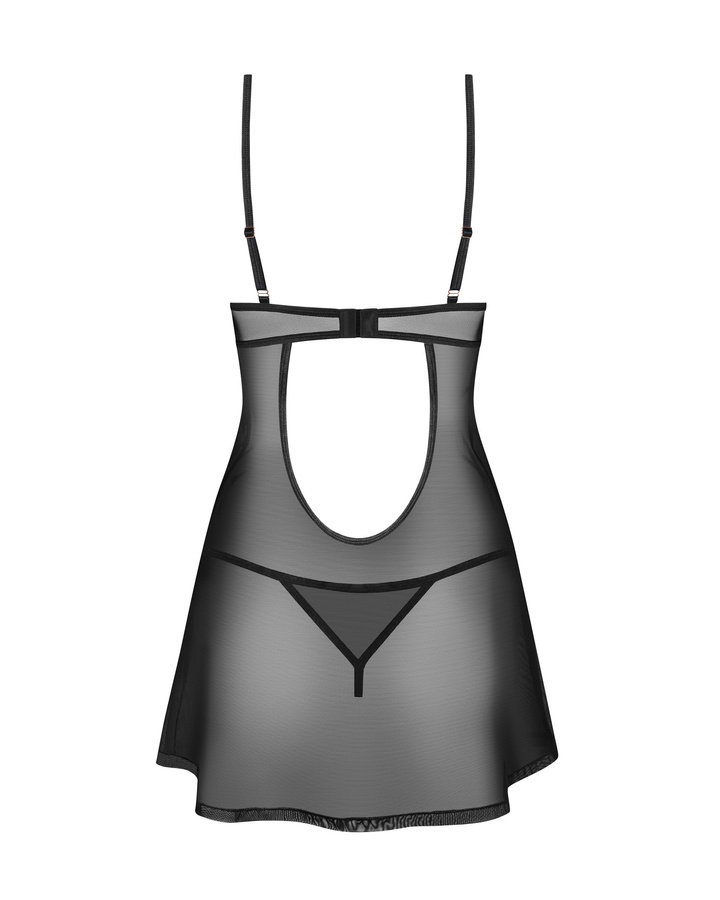 Czarna koszulka nocna z wycięciem na plecach