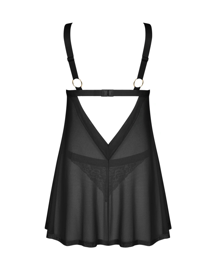 Czarna babydoll z ozdobnym sercem