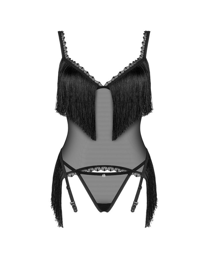 Czarny gorset i stringi