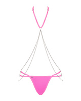 Różowy, kusy komplet z łańcuszkami