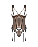 Połyskujący gorset i stringi z otwartym krokiem