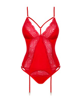 Czerwony gorset z paseczkami