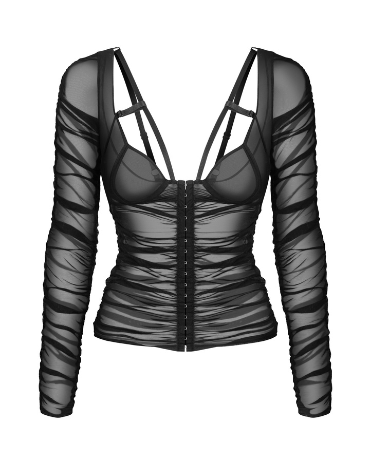 Bluzka z długimi rękawami i fiszbinami