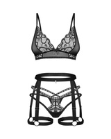 Koronkowy, czarny komplet