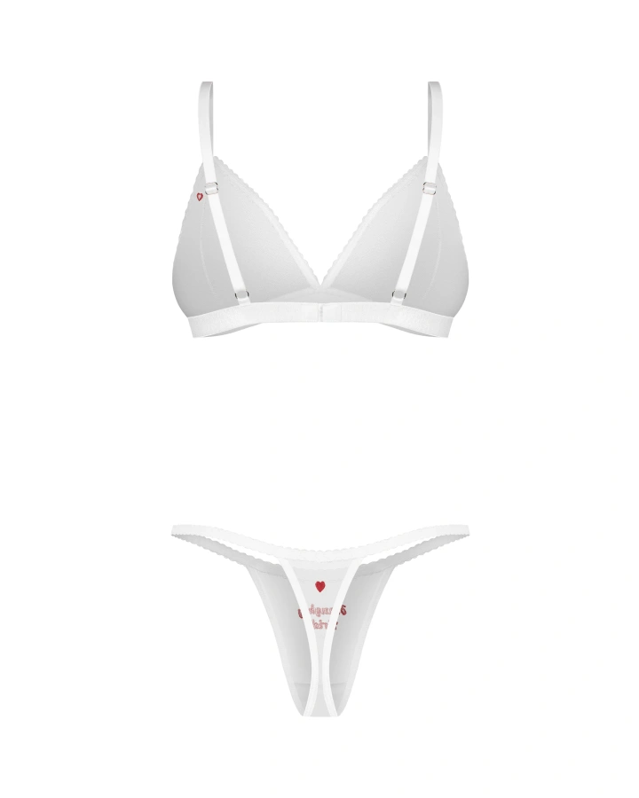 Komplet: biustonosz, stringi i otwarte stringi