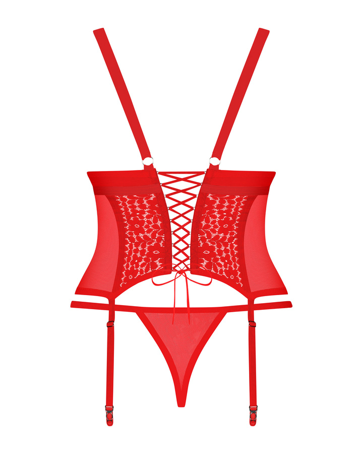 Czerwony gorset i stringi