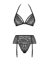 Czarny komplet z pasem do pończoch