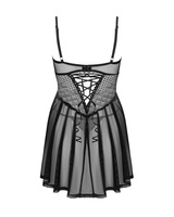 Czarna, prześwitująca babydoll i stringi