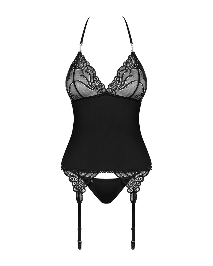 Czarny gorset i stringi